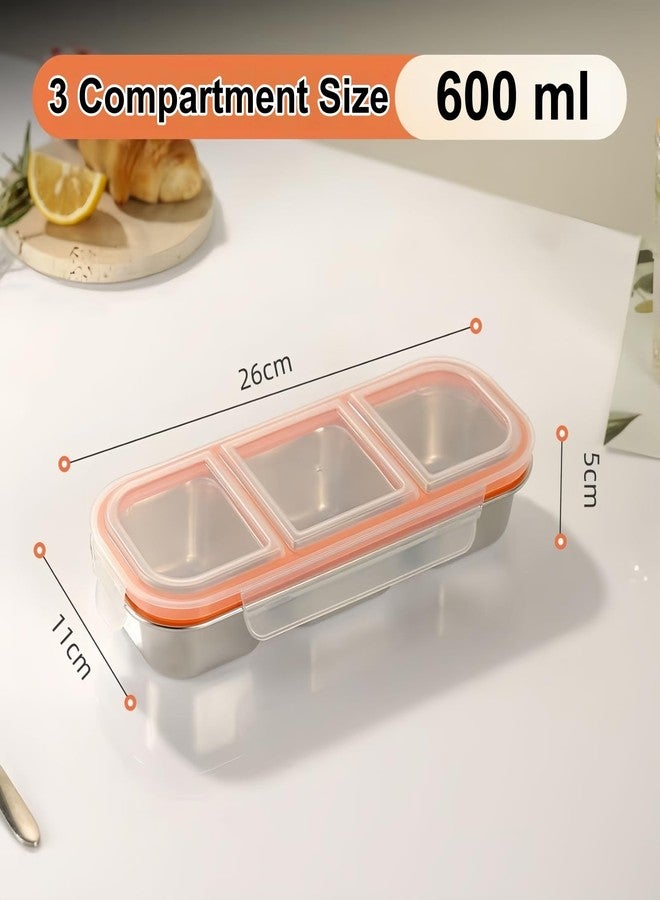 Frezonika 2 Pack Stainless Steel Snack Containers, Reusable Lunchable Container With Lids, 2 Compartment Metal Bento Snack Box For Work, Home, Travel - Image 3
